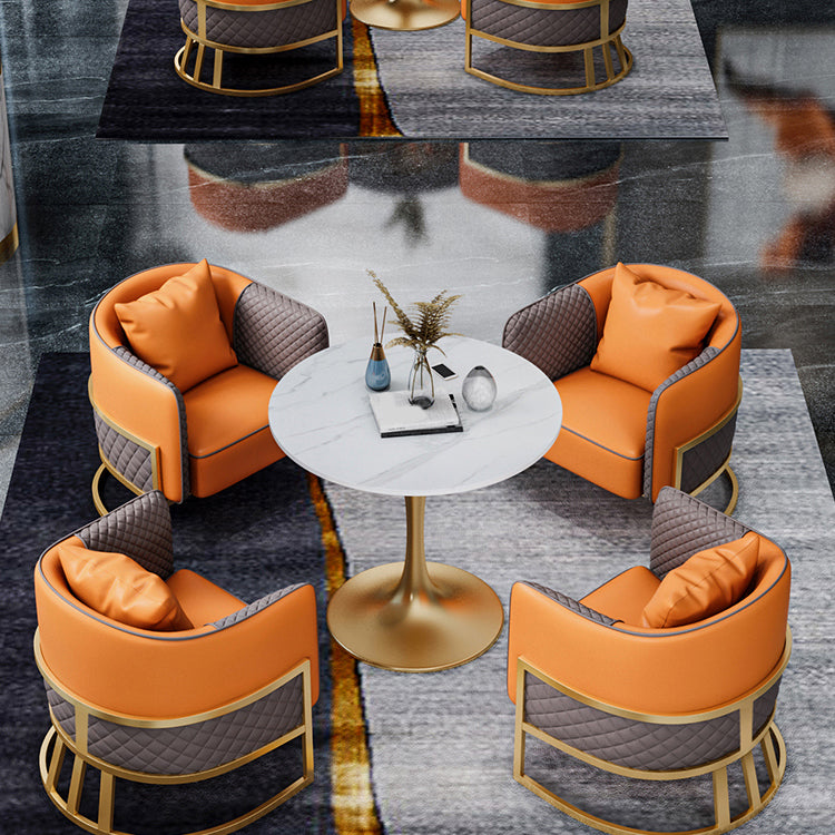 Glam Style Sintered Stone Dining Set Round 1/4/5 Pieces Dining Table Set for Home Use