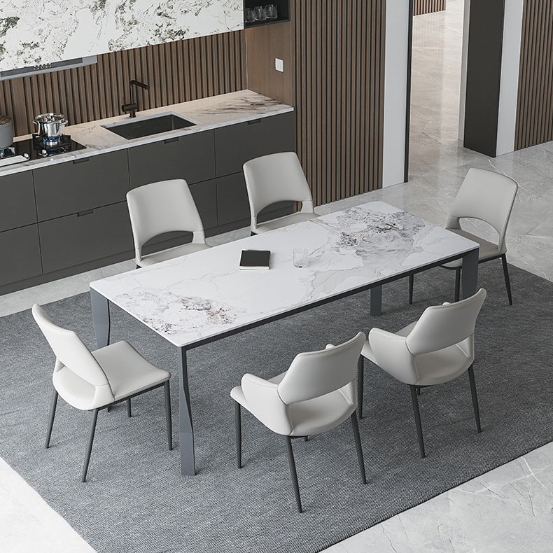 1/4/5/6/7 Pieces Modern Rectangle Dining Set Sintered Stone Top Dinette Table Set