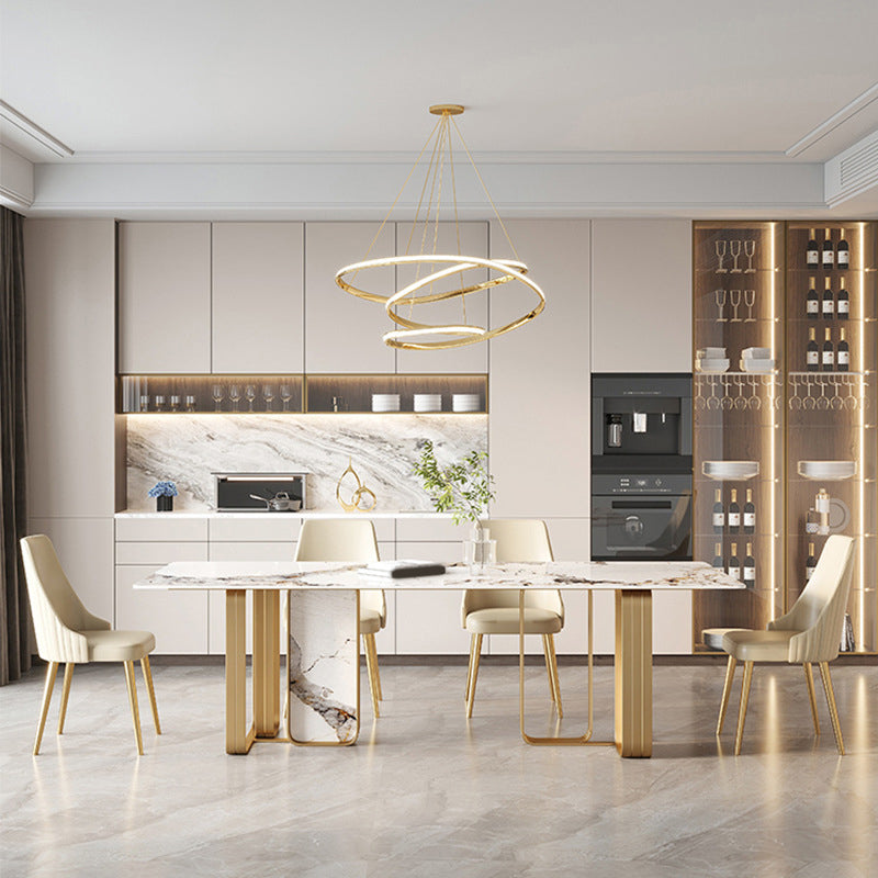 Glam Style Rectangle Table Set 1/4/5/7 Pieces Dining Set for Kitchen