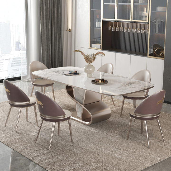 Designer Style 1/4/5/6/7/9 Pieces Dining Table Set Rectangle Sintered Stone Top Table Set