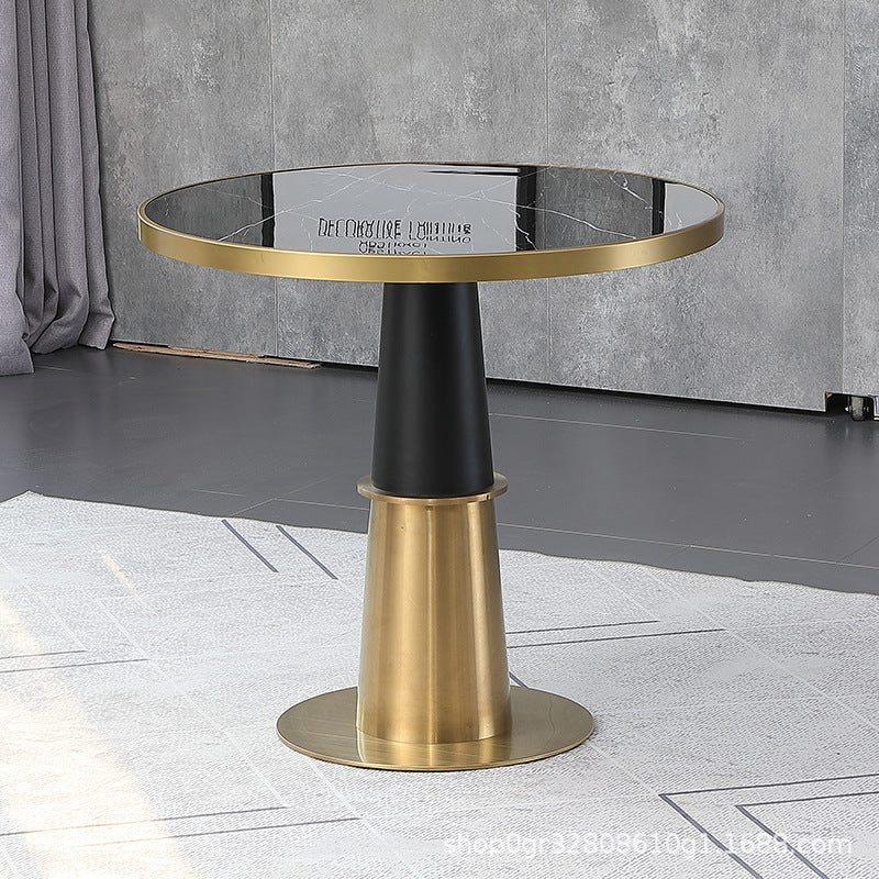 Round 1/5 Pieces Dining Set Glam Style Faux Marble Dining Set for Home Use