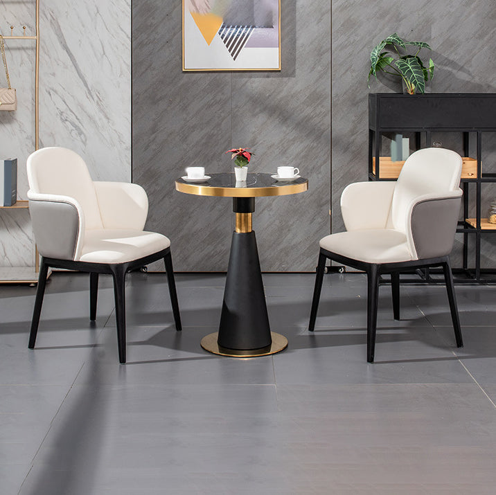 Round 1/5 Pieces Dining Set Glam Style Faux Marble Dining Set for Home Use