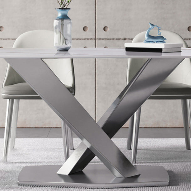 1/4/5/6 Pieces Rectangle Dining Set Sintered Stone Top Dining Table with Leather Chairs