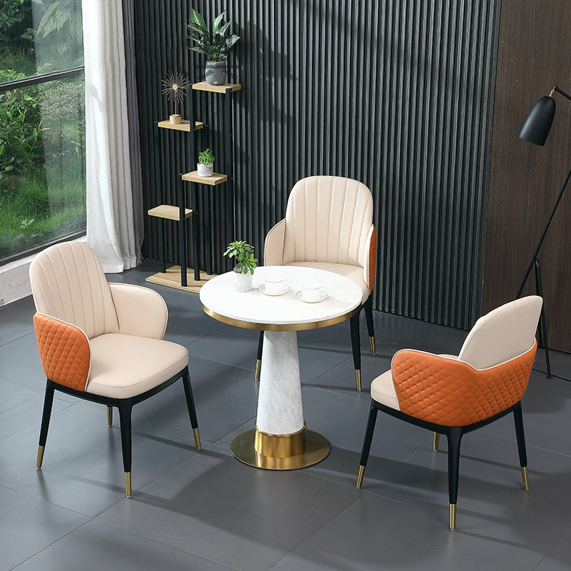 Glam Faux Marble Dining Set Round 1/3/4 Pieces Dining Set for Home Use