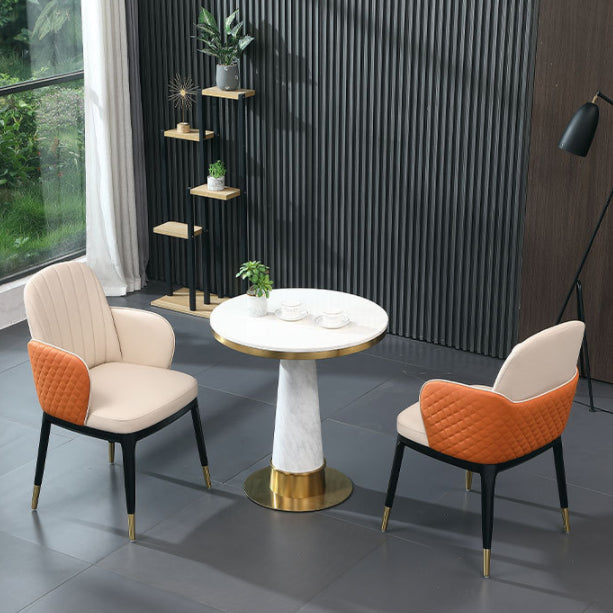 Glam Faux Marble Dining Set Round 1/3/4 Pieces Dining Set for Home Use