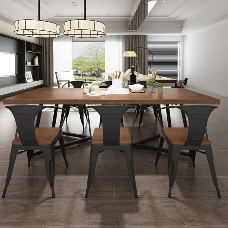 Industrial Rectangle Wooden Table Set 1/2/7 Pieces Dining Set for Kitchen