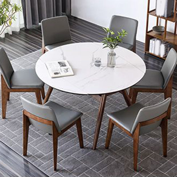 Modern Style Sintered Stone Dining Set Wood 1/2/4/5/7 Pieces Dining Set for Dining Areas