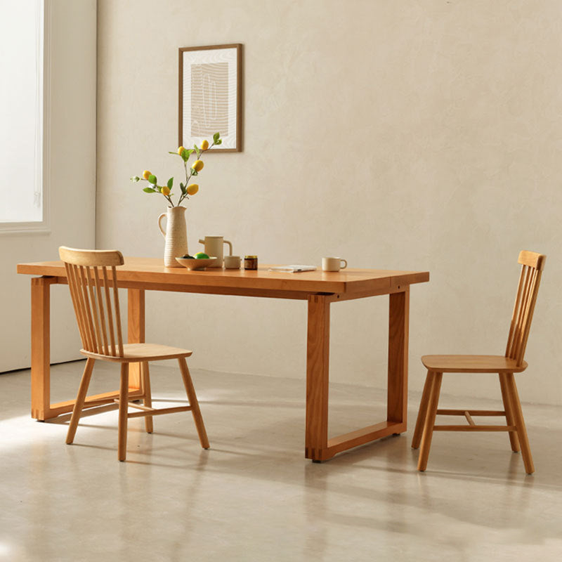 Modern Rectangle Dining Set 1/3/5 Pieces Solid Wood Dining Table with Slat Back Chairs