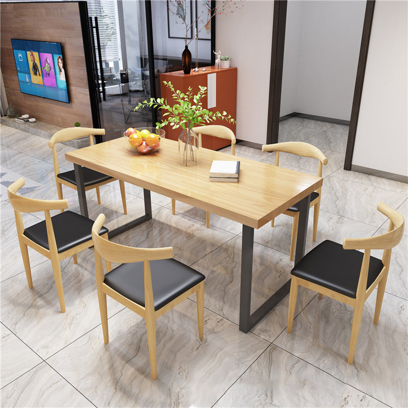 Industrial Dining Table Set 1/5/7 Pieces Solid Wood Dining Table with Chairs