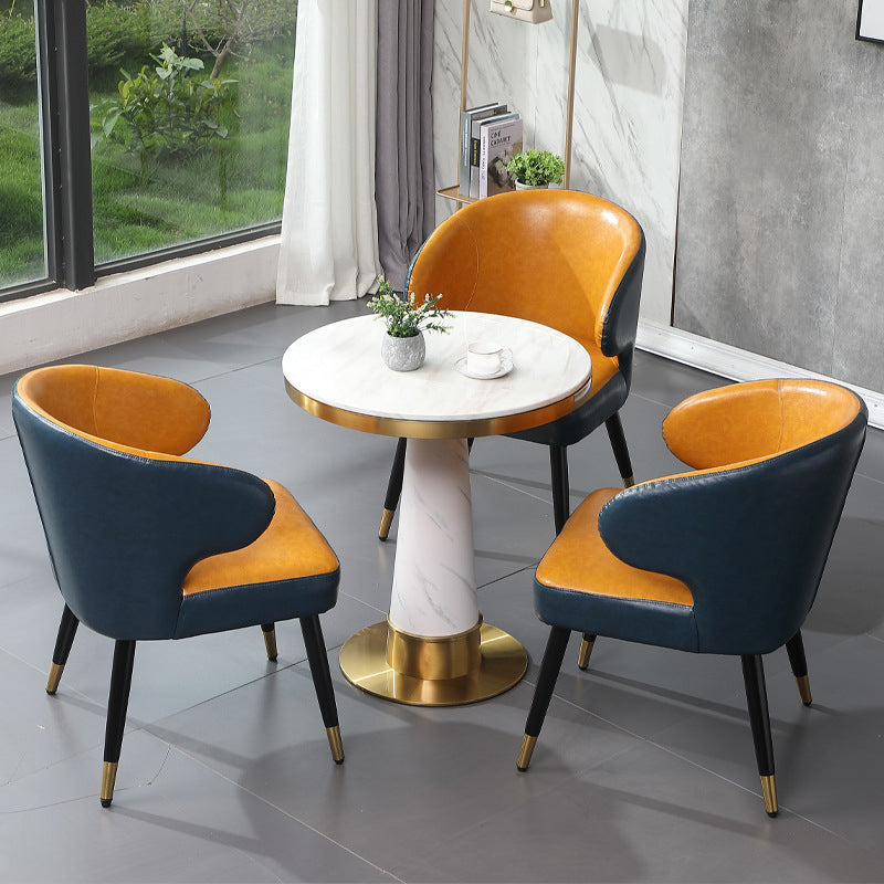 Round 1/3/4 Pieces Dining Set Glam Style Faux Marble Dining Set for Home Use