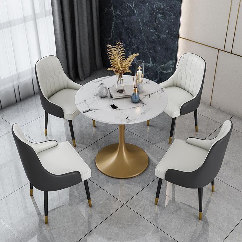 Modern 1/2/4/5 Pieces Dining Set Round Stone Dining Table for Dining Room
