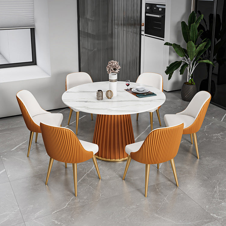 Modern 1/2/5/7 Pieces Dining Set Round Stone Dining Table for Dining Room Kitchen