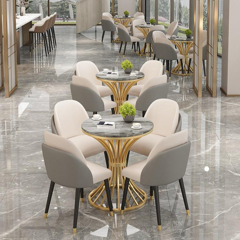Modern Dining Set 1/3/4/5 Pieces Round Stone Dining Table for Dining Room