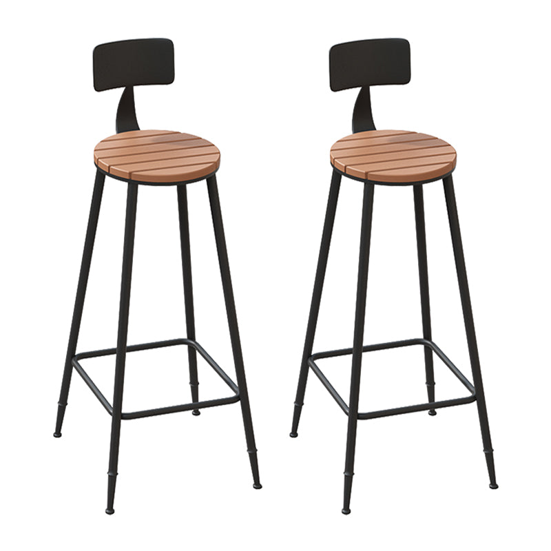 Industrial Metal Counter-height Stool Footrest Low Back Outdoor Counter Bar Stool in Black