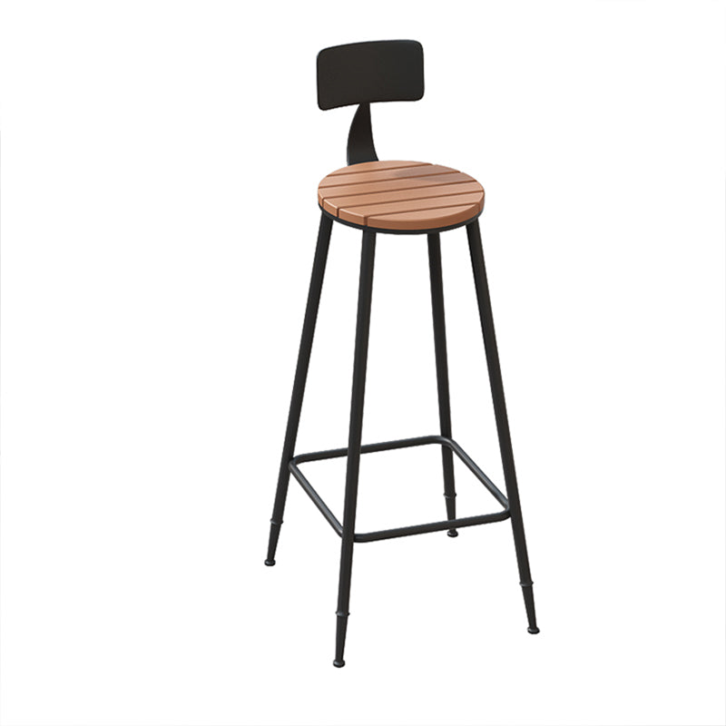 Industrial Metal Counter-height Stool Footrest Low Back Outdoor Counter Bar Stool in Black