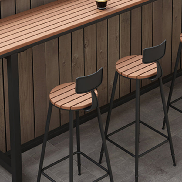 Industrial Metal Counter-height Stool Footrest Low Back Outdoor Counter Bar Stool in Black