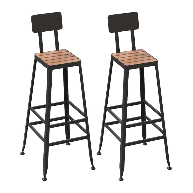 Industrial Metal Counter-height Stool Footrest Low Back Outdoor Counter Bar Stool in Black