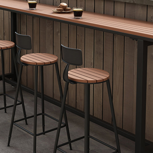 Industrial Metal Counter-height Stool Footrest Low Back Outdoor Counter Bar Stool in Black