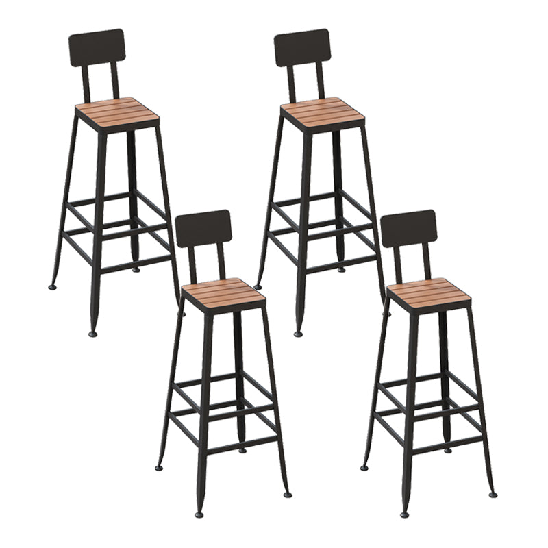 Industrial Metal Counter-height Stool Footrest Low Back Outdoor Counter Bar Stool in Black
