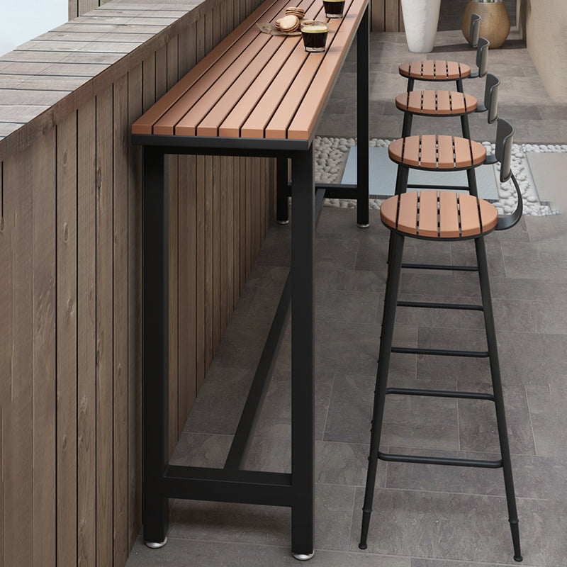 Industrial Metal Counter-height Stool Footrest Low Back Outdoor Counter Bar Stool in Black