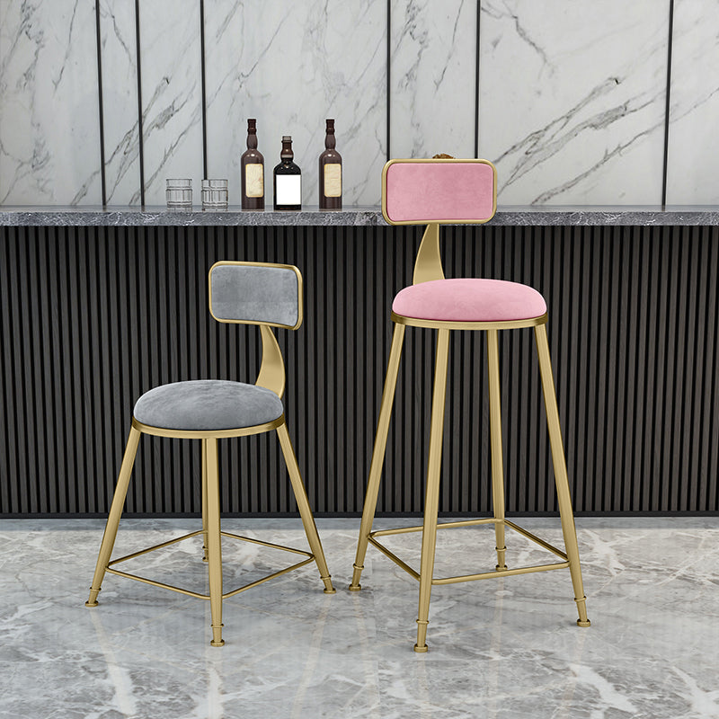 Nordic Armless Backrest Counter Stool Iron KitchenBar Stool with Cushion and Pedal