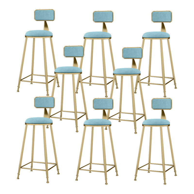 Nordic Armless Backrest Counter Stool Iron KitchenBar Stool with Cushion and Pedal