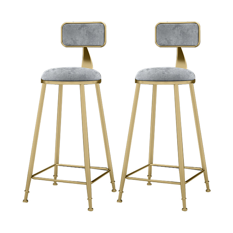 Nordic Armless Backrest Counter Stool Iron KitchenBar Stool with Cushion and Pedal