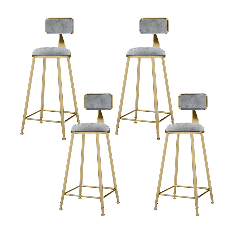 Nordic Armless Backrest Counter Stool Iron KitchenBar Stool with Cushion and Pedal