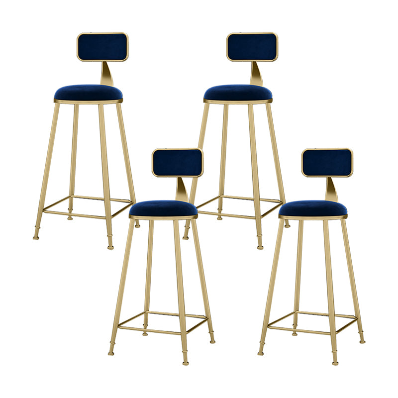 Nordic Armless Backrest Counter Stool Iron KitchenBar Stool with Cushion and Pedal