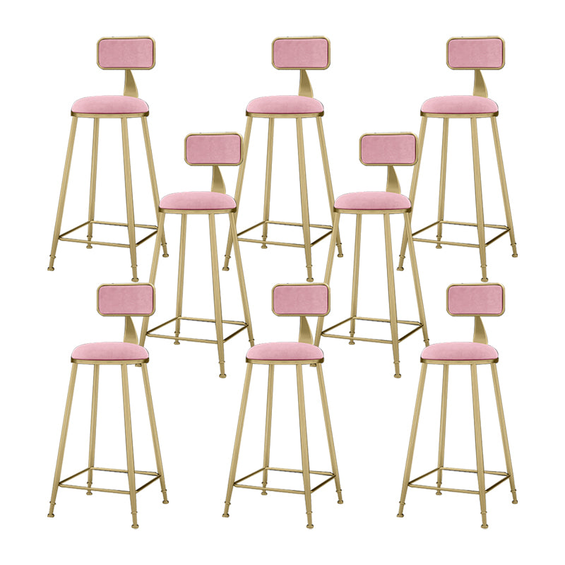 Nordic Armless Backrest Counter Stool Iron KitchenBar Stool with Cushion and Pedal