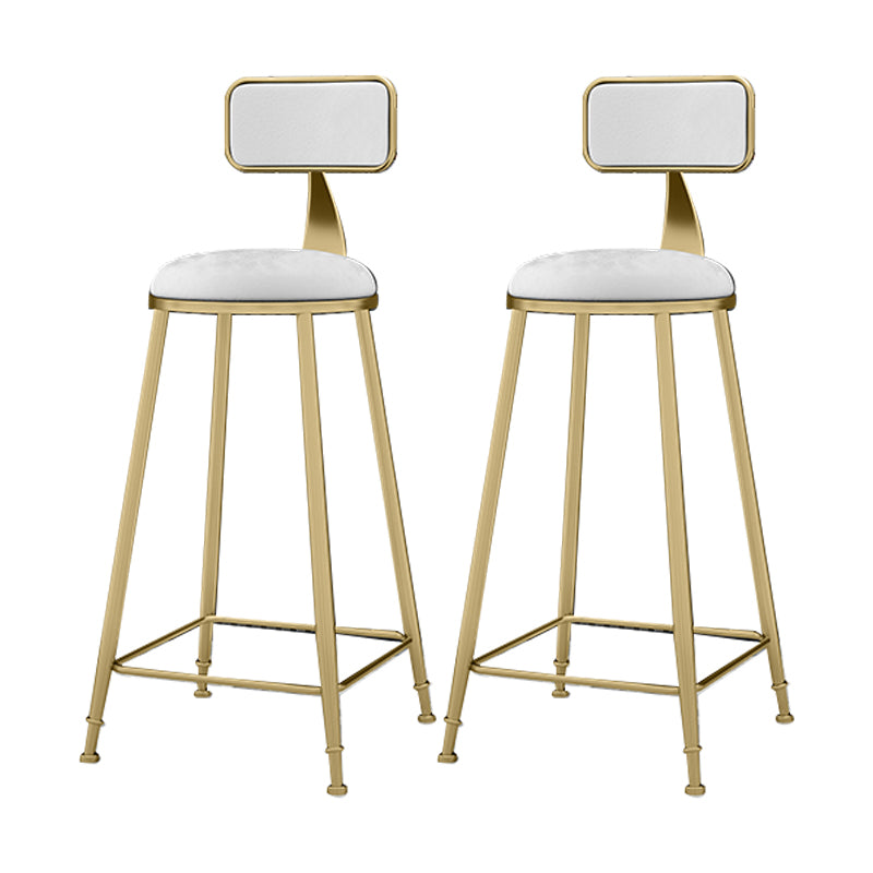 Nordic Armless Backrest Counter Stool Iron KitchenBar Stool with Cushion and Pedal