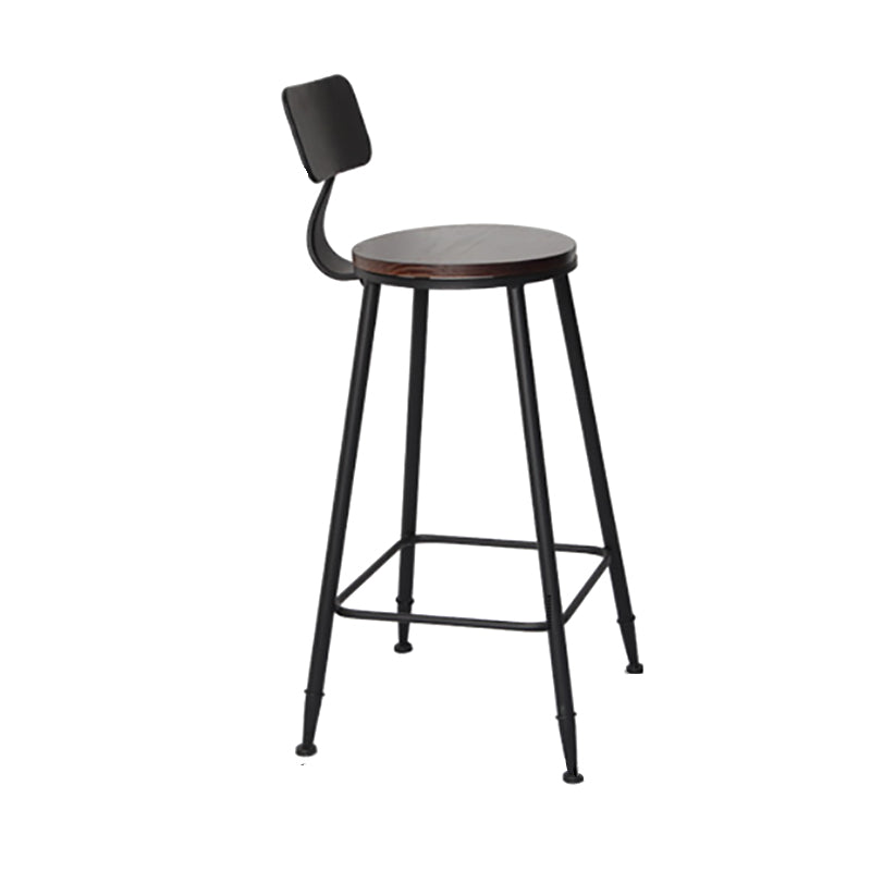 Industrial Backrest Armless Counter Stool Iron Cafe Bar Stool with Seat and Pedal