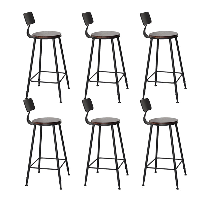 Industrial Backrest Armless Counter Stool Iron Cafe Bar Stool with Seat and Pedal