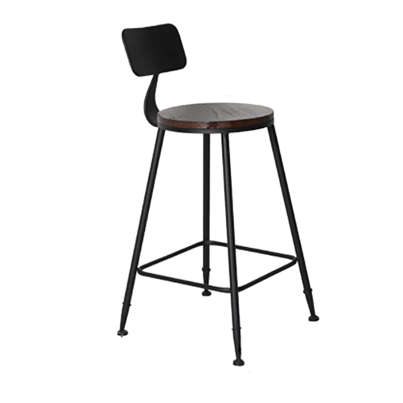 Industrial Backrest Armless Counter Stool Iron Cafe Bar Stool with Seat and Pedal