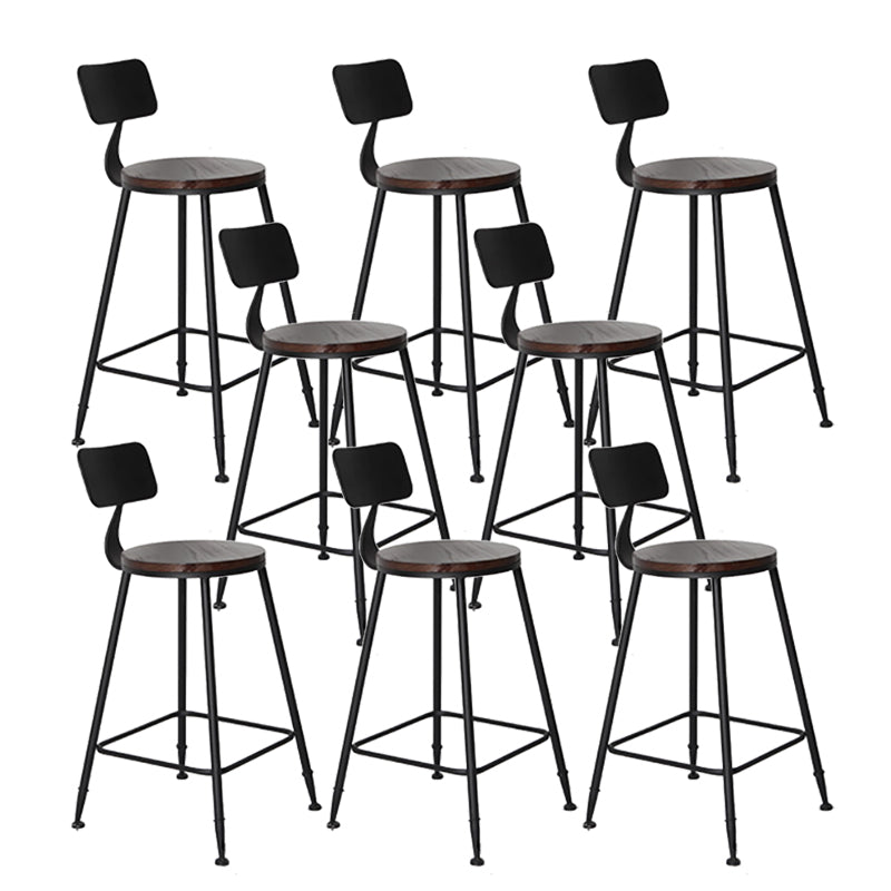 Industrial Backrest Armless Counter Stool Iron Cafe Bar Stool with Seat and Pedal