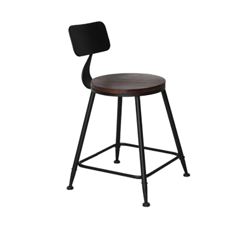 Industrial Backrest Armless Counter Stool Iron Cafe Bar Stool with Seat and Pedal