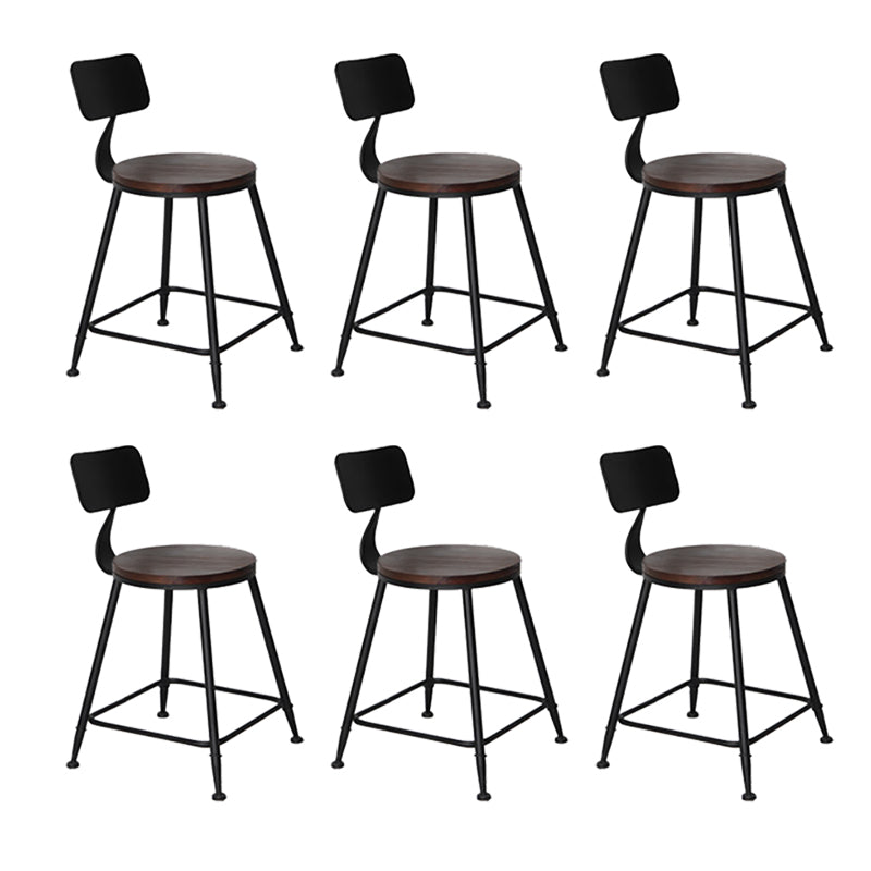 Industrial Backrest Armless Counter Stool Iron Cafe Bar Stool with Seat and Pedal