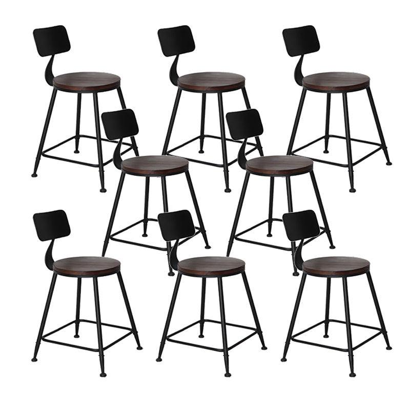Industrial Backrest Armless Counter Stool Iron Cafe Bar Stool with Seat and Pedal