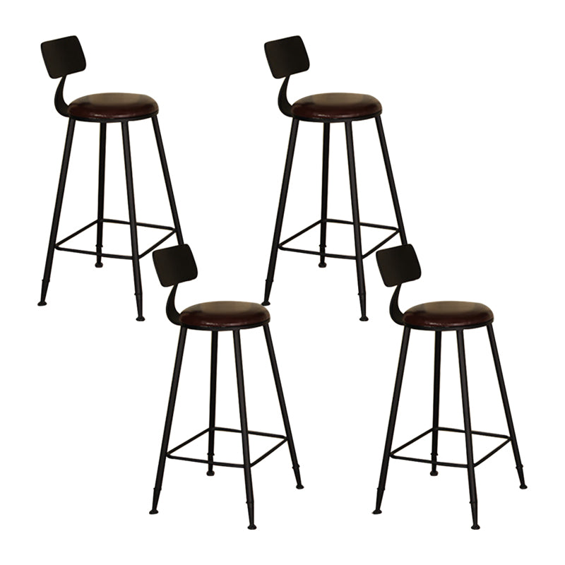 Industrial Backrest Armless Counter Stool Iron Cafe Bar Stool with Seat and Pedal