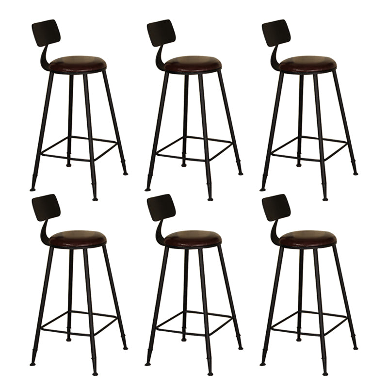 Industrial Backrest Armless Counter Stool Iron Cafe Bar Stool with Seat and Pedal