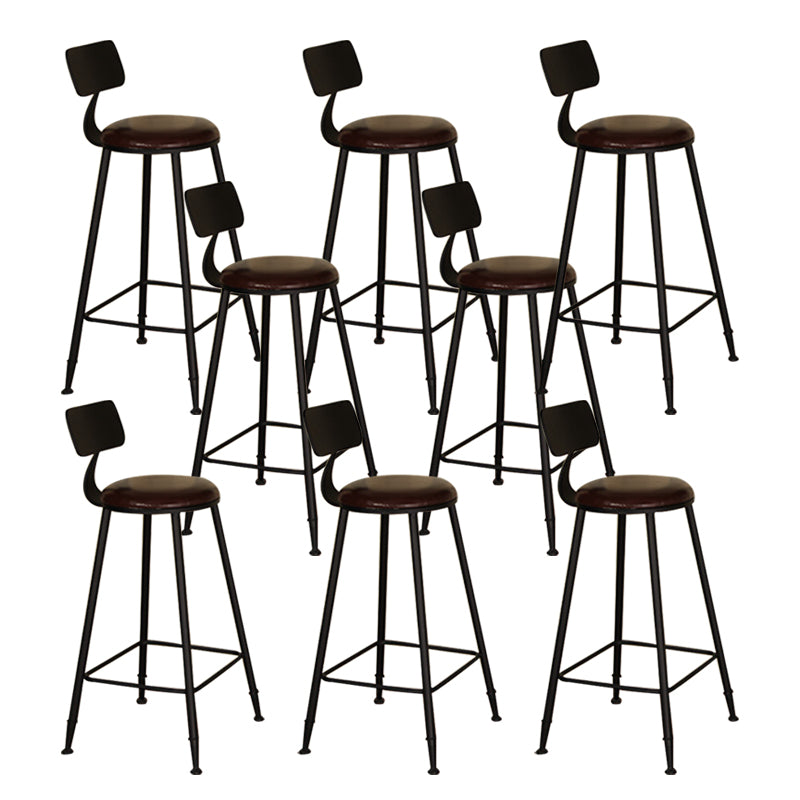 Industrial Backrest Armless Counter Stool Iron Cafe Bar Stool with Seat and Pedal