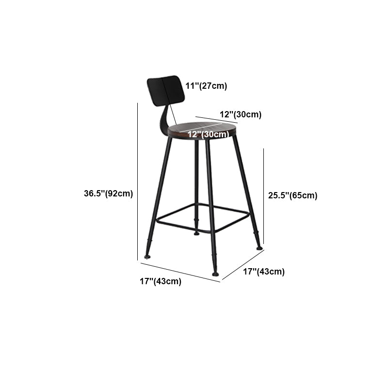 Industrial Backrest Armless Counter Stool Iron Cafe Bar Stool with Seat and Pedal