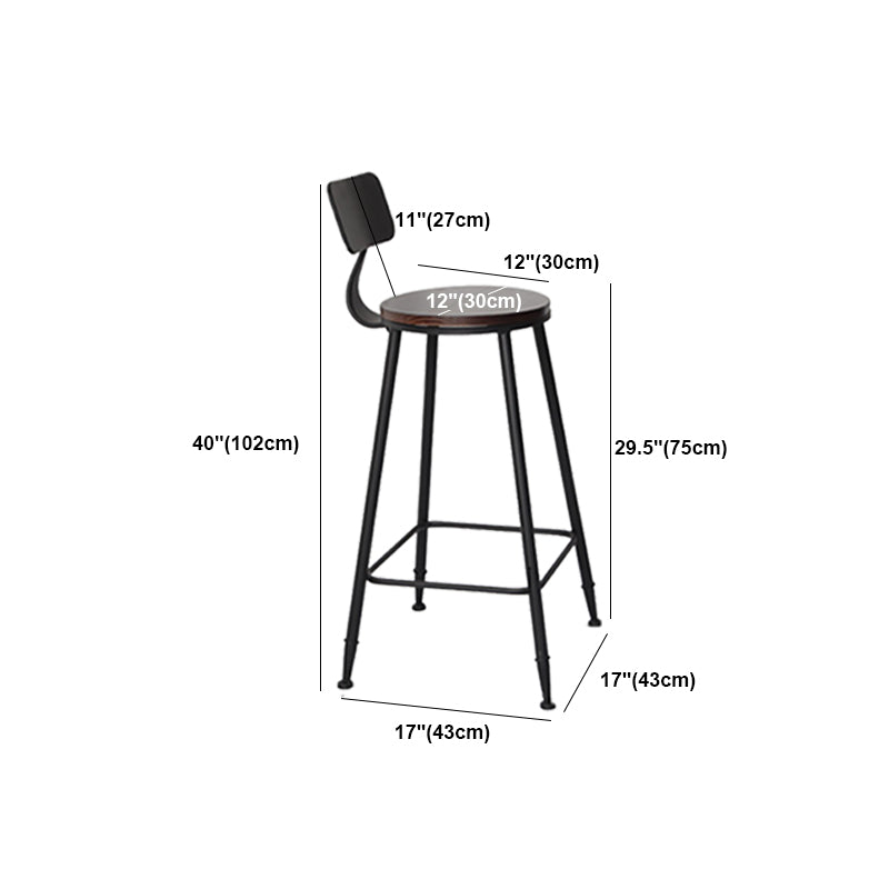 Industrial Backrest Armless Counter Stool Iron Cafe Bar Stool with Seat and Pedal