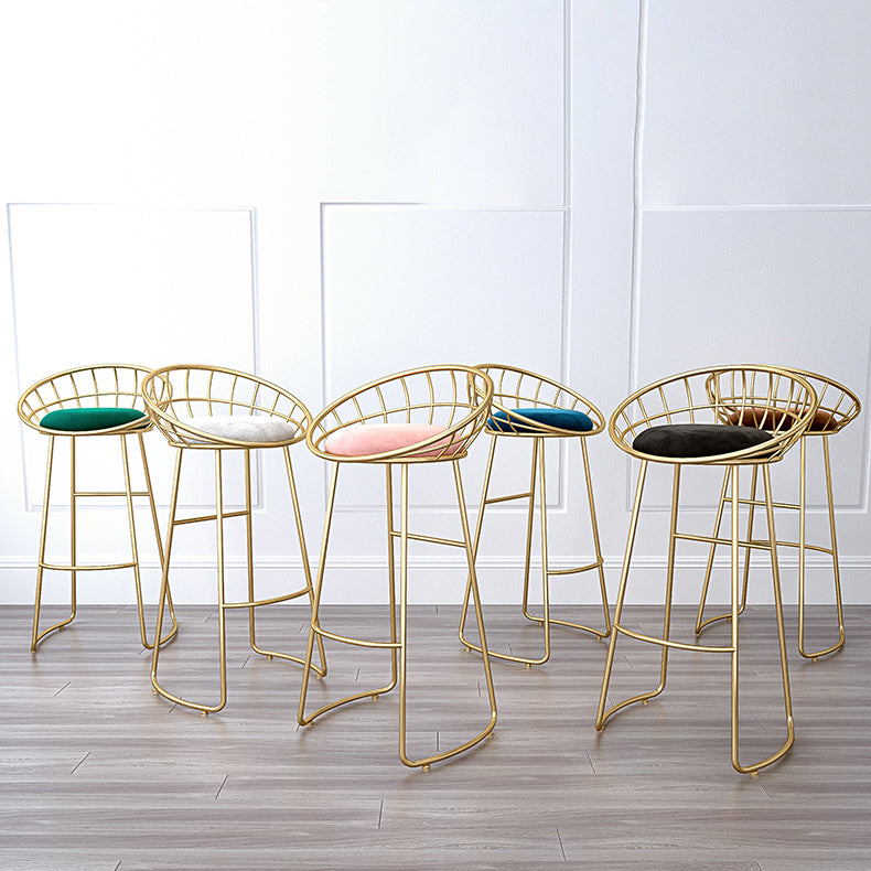 Glam Bucket Upholstered Bar Stools Footrest Low Back Bar and Counter Stool