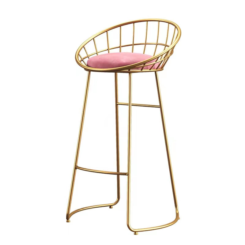 Glam Bucket Upholstered Bar Stools Footrest Low Back Bar and Counter Stool
