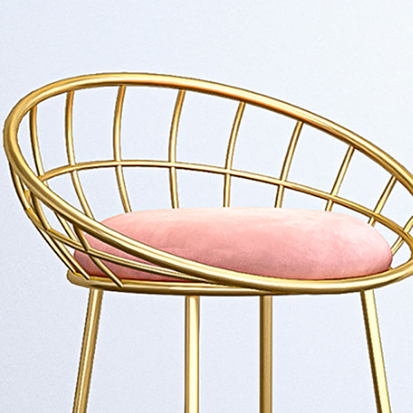 Glam Bucket Upholstered Bar Stools Footrest Low Back Bar and Counter Stool