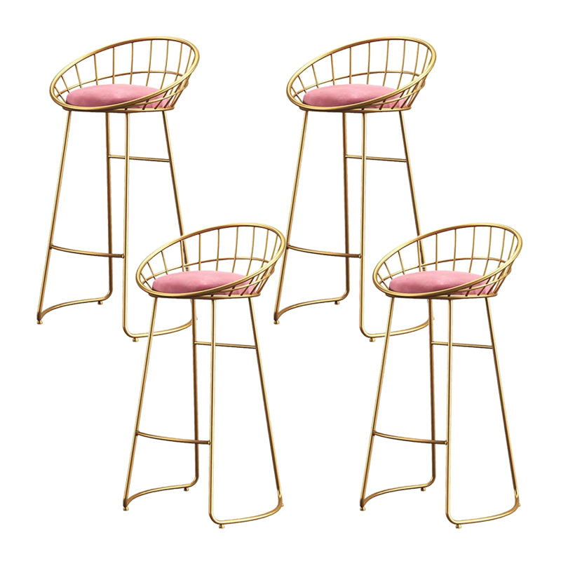 Glam Bucket Upholstered Bar Stools Footrest Low Back Bar and Counter Stool