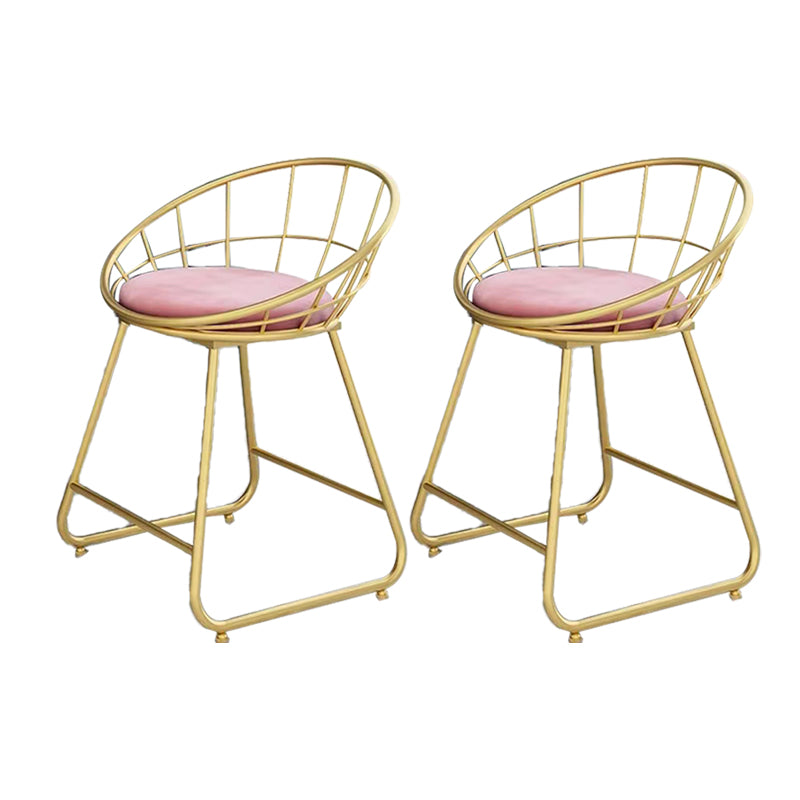 Glam Bucket Upholstered Bar Stools Footrest Low Back Bar and Counter Stool