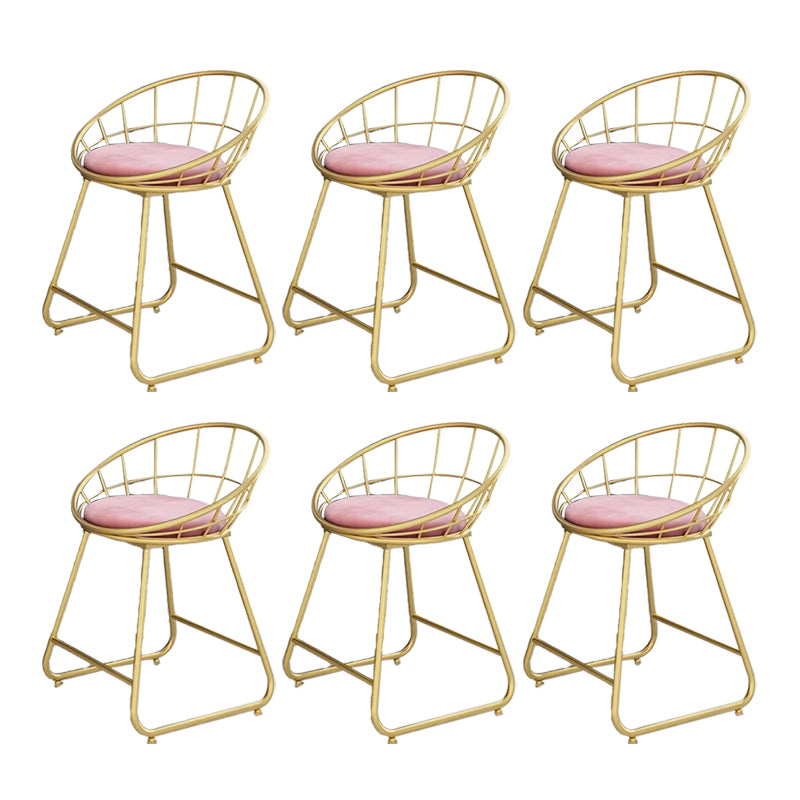 Glam Bucket Upholstered Bar Stools Footrest Low Back Bar and Counter Stool