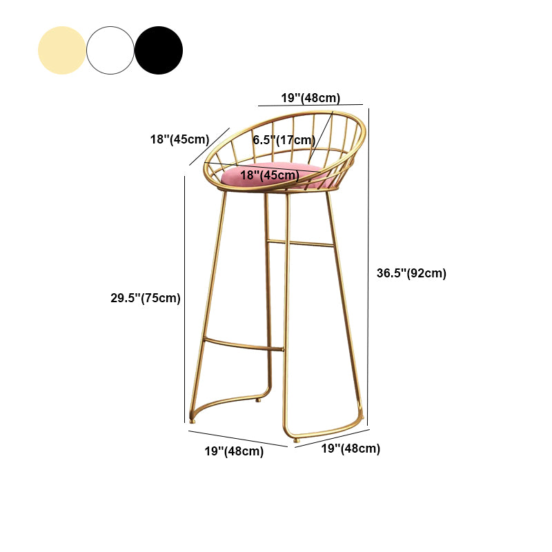 Glam Bucket Upholstered Bar Stools Footrest Low Back Bar and Counter Stool